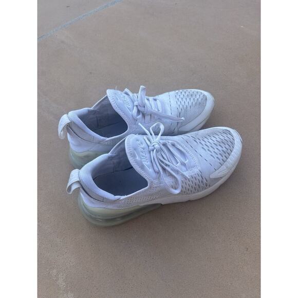 Size 6Y - Nike Air Max 270 (GS) White/White -Metal Silver Sneaker 943345-103 - Picture 1 of 6